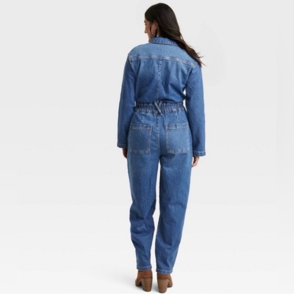 Universal Thread Women's Classic Blue Denim Overalls - Picture 3 of 8